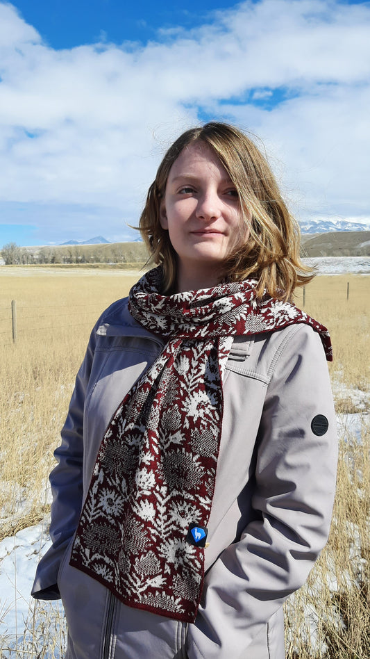 Alpaca Scarf Arrowleaf Balsamroot Floral Knit - Made in Montana USA